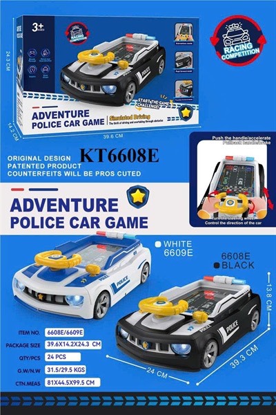 KT6608E HỘP TRÒ CHƠI MÁY GAME XE HƠI ĐUA XE, VÔ LĂNG PIN ADVENTURE POLICE CAR GAME (2 MÀU) 39.6X14.2X24.3