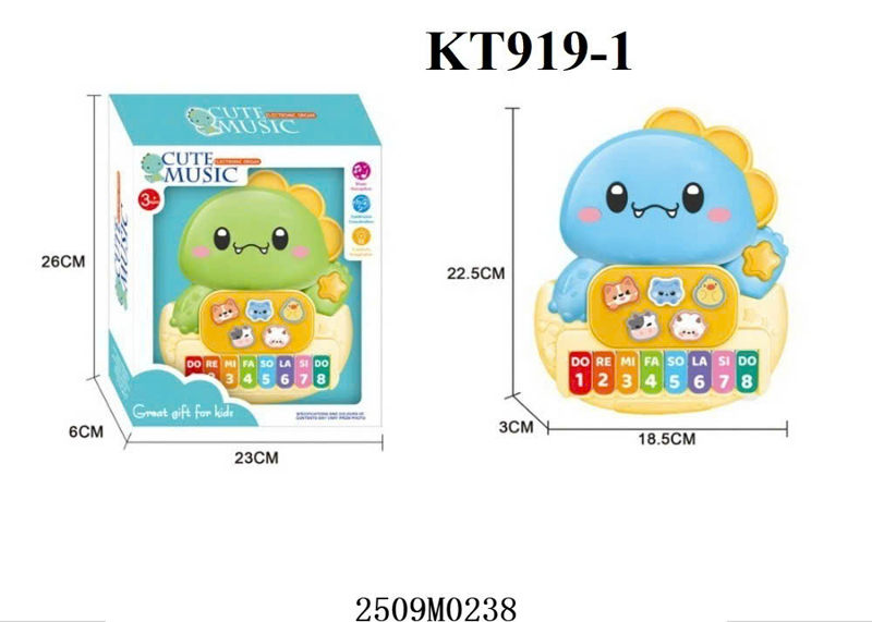 KT919-1 HỘP ĐÀN ORGAN KHỦNG LONG PIN 8 PHÍM CUTE MUSIC (ĐÀN THÚ) 2 MÀU 23X6X26