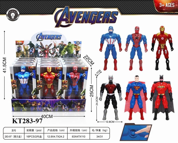 KT283-97 HỘP SN AVENGERS 12T PIN NÚT ĐÈN ĐỦ MẪU (CAPTAIN, NHỆN, IRON, SUPER, BATMAN) (LỐC 12C TÍNH CÁI) 40X22X25