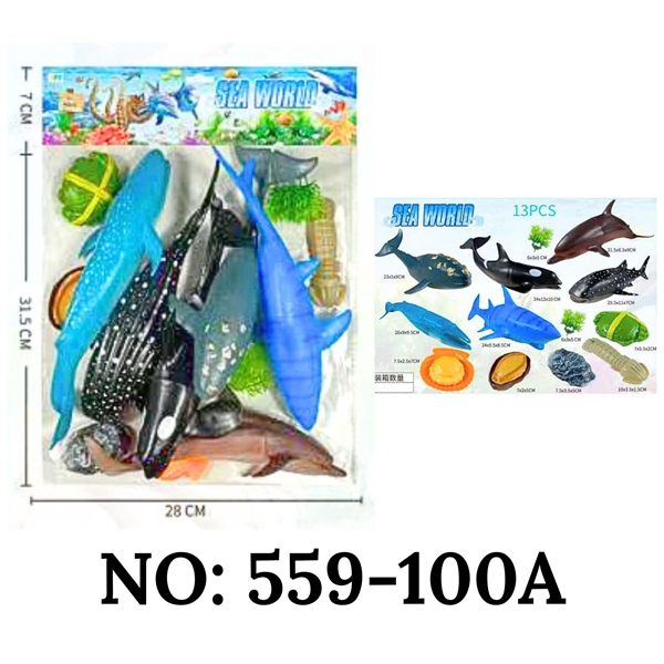559-100A TÚI THÚ BIỂN CÁ MẬP, CÁ HEO + CÁ VOI + CÁ VOI SÁT THỦ + BÀO NGƯ SEA WORLD (PVC)