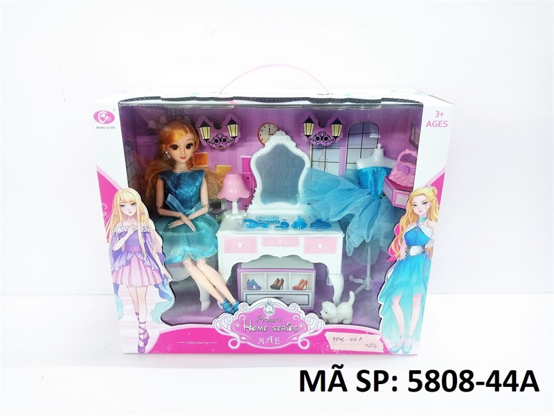 5808-44A HỘP BABY 1C KHỚP, MẮT THỦY TINH + 1C ÁO + BÀN TRANG ĐIỂM + 1C CHÓ