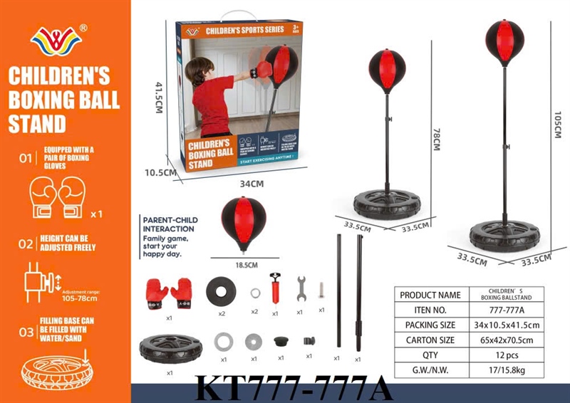 KT777-777A  HỘP ĐẤM BỐC BOXING+ GĂNG TAY CHILDRENS BOXING BALL STAND 34X10.5X41.5