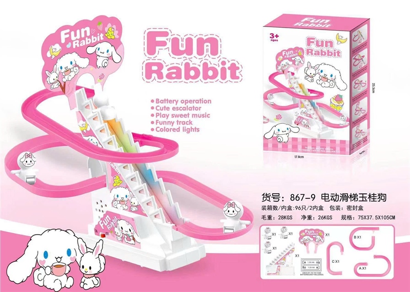 KT867-9 HỘP MELODY PIN NHẠC ĐÈN LEO THANG FUN RABBIT 17.8X6X25.5