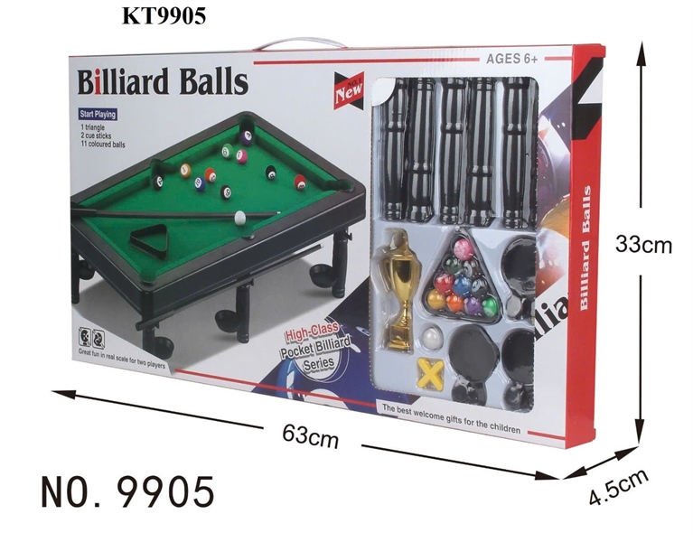 KT9905 HỘP BÀN BIDA 6 CHÂN+ CÚP BILLIARD BALLS 63X4.5X33