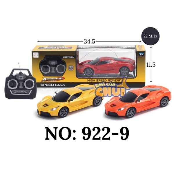 922-9 HỘP XE HƠI FERRARI ĐK 7 Đ.TÁC KHÔNG SẠC TL 1:24 (CAM, ĐỎ, VÀNG)