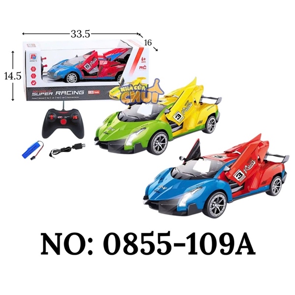 _0855-109A HỘP XE HƠI LAMBORGHINI MỞ CỬA, MỞ CỐP ĐK 7 Đ.TÁC, CÓ SẠC , TL 1:16 (RACER 5) (SUPER RACING) _0855-