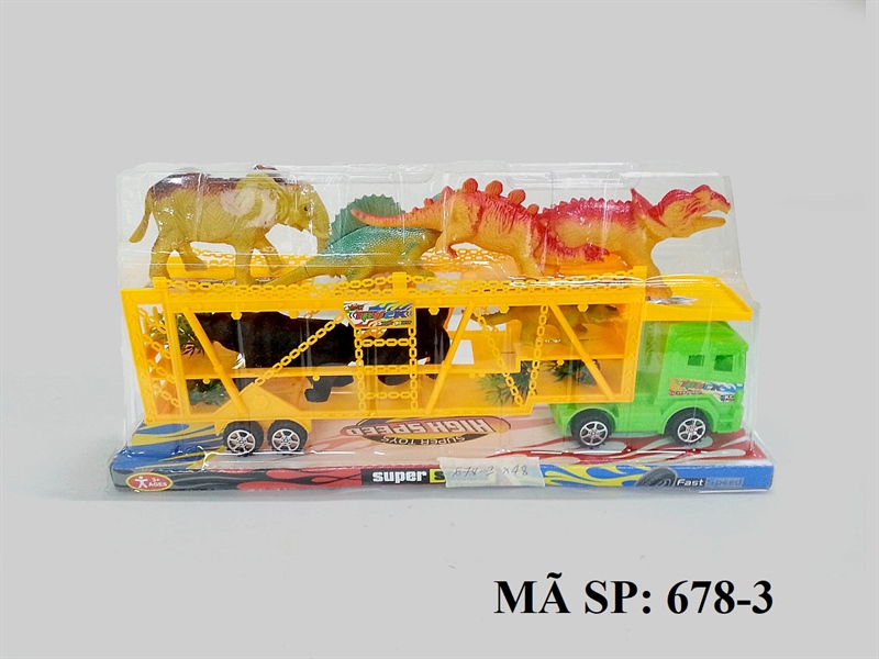 678-3 HỘP KIẾNG XE TRỚN 2 TẦNG CHỞ 7C THÚ + CÂY (KHỦNG LONG, VOI, TINH TINH)