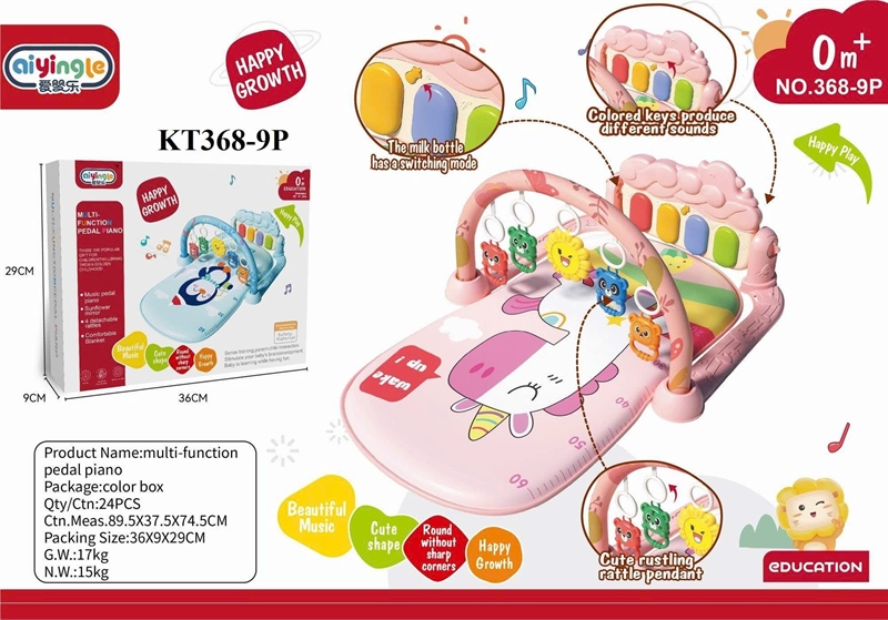 KT368-9P HỘP THẢM LẮC TREO NÔI + ĐÀN PIN HAPPY GROWTH ( 2 MẪU NGỰA PONY, DOREMON) 36X9X29
