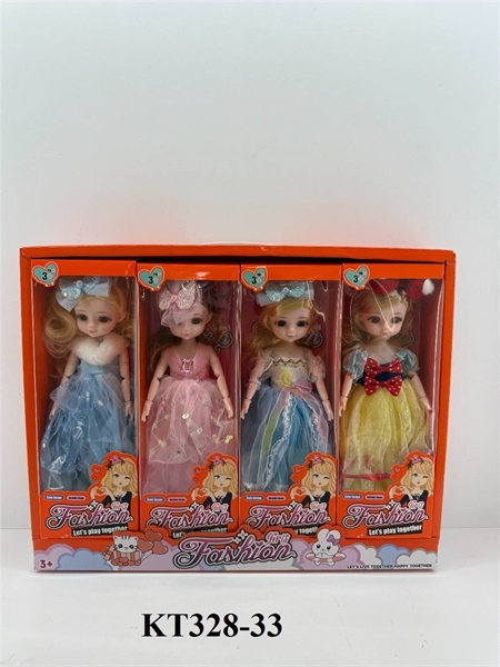 KT328-33 HỘP BABY CÔNG CHÚA NƠ KHỚP, MẮT THỦY TINH 4C ĐỦ MẪU 12 INCH FASHION (LỐC 4C TÍNH CON) FASHION