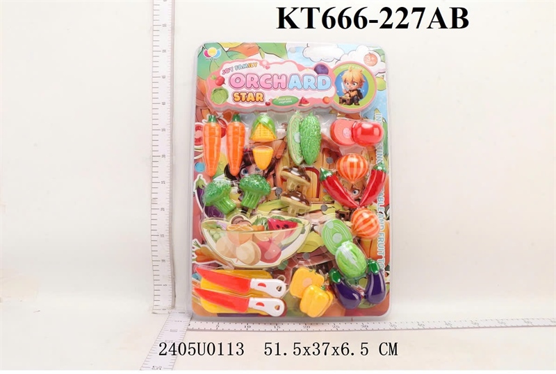 KT666-227AB VĨ ÉP BẾP DÍNH RAU CỦ CÀ RỐT, BẮP, KHỔ QUA, CÀ CHUA, NẤM, HÀNH TÂY, ỚT, CÀ TÍM+ TÔ TRÁI CÂY TRỘN+ DAO+ THỚT 51.5X37X6.5