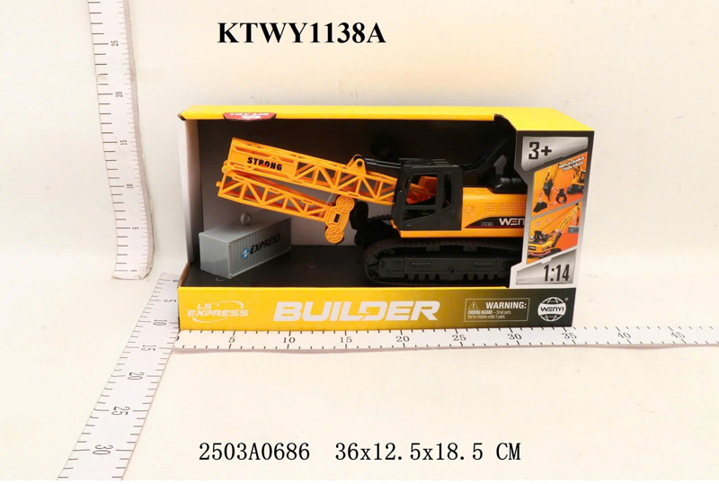KTWY1138A HỘP XE CT CẦN CẨU TRỤC XOAY PIN (TRỚN) NHẠC ĐÈN TL 114 BUILDER (KHÔNG MẶT KIẾNG) 36X12.5X18.5
