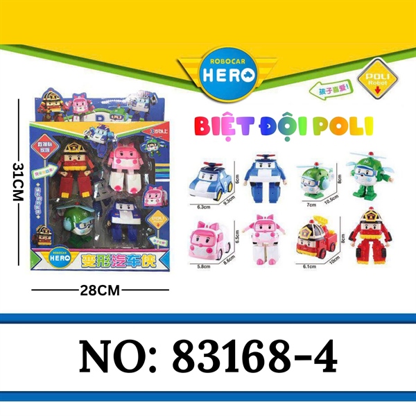 83168-4 HỘP RÁP ROBOCAR POLI 4C BIẾN HÌNH XE ĐỦ MẪU 868-4