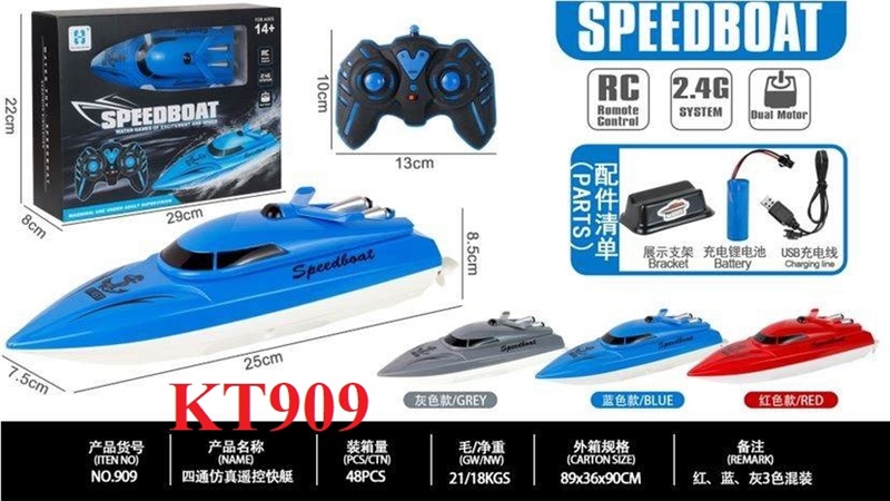KT909 HỘP TÀU CANO ĐK CÓ SẠC SPEEDBOAT (3 MÀU) 29X8X22