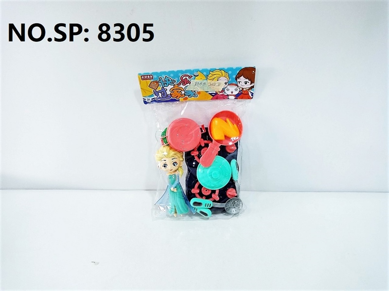 8305 TÚI BẾP GAS ĐÔI + NỒI, CHẢO, TRỨNG, GÀ, BẮP CẢI, DAO, MUỖNG + 1C BABY ELSA (PVC) 8304, 8306, 8307