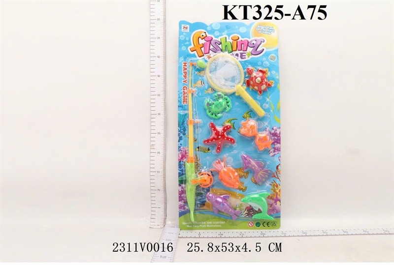 KT325-A75 VĨ CÂU CÁ 1 CẦN+ 8C CÁ+ VỢT ( CÁ, SAO BIỂN, CÁ HEO, CUA, MỰC, RÙA) FISHING 25.8X53X4.5