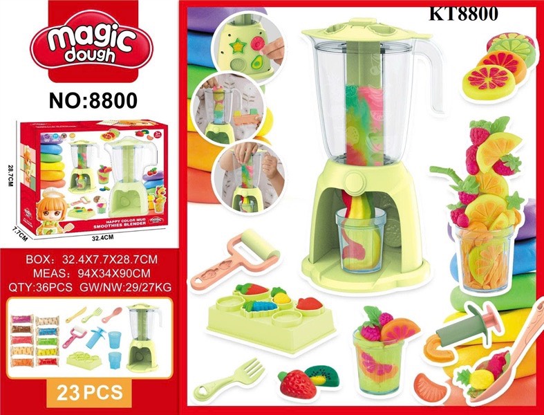 KT8800 HỘP ĐẤT SÉT SÉT LÀM TRÁI CÂY+ MÁY XAY SINH TỐ+ KHUÔN +10 TÚI ĐẤT 23 MIẾNG MAGIC DOUGH 32.4X7.7X28.7
