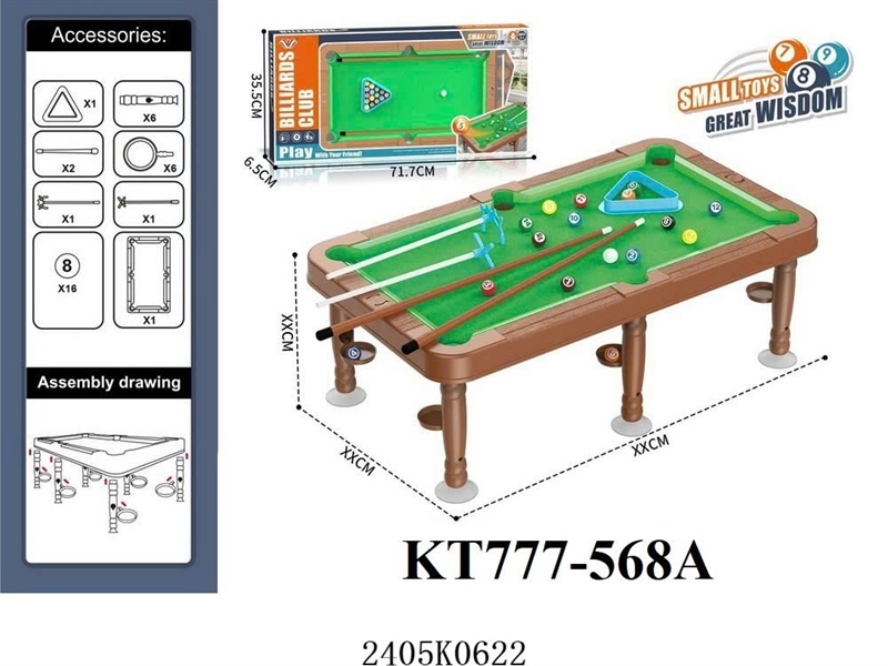 KT777-568A  HỘP BÀN BIDA 6 CHÂN BILLIARDS CLUB 71.7X6.5X35.5