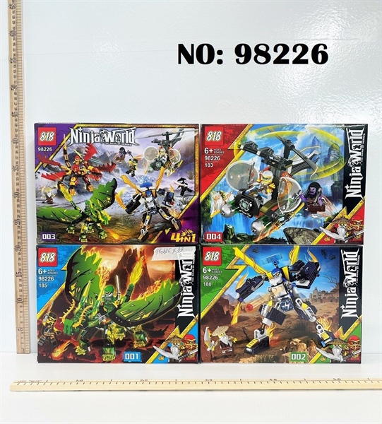 98226 HỘP LOGO RÁP ROBO, MÁY BAY TRỰC THĂNG, RỒNG CÁNH NINJA 8C 180-185 MIẾNG (LỐC 8C TÍNH LỐC) NINJA WORLD