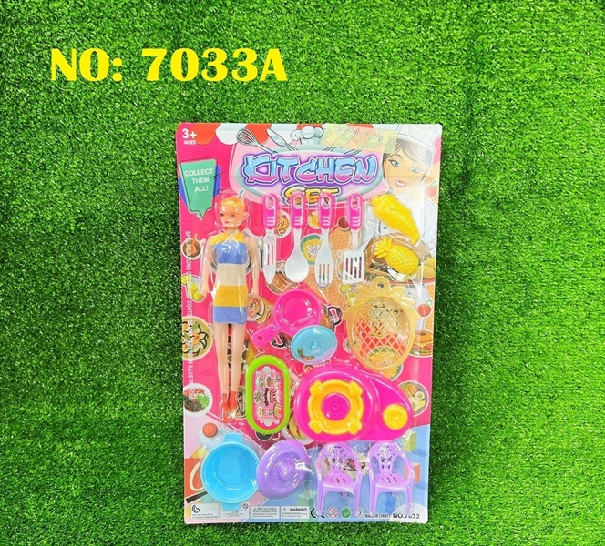 7033A VĨ BẾP GAS ĐƠN + 1 NỒI+ 1 CHẢO+ BÀN+ 2 GHẾ+ RỔ + 1C BABY (BÉ) KITCHEN 7033