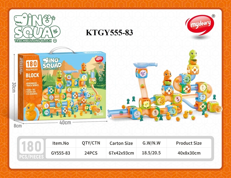 KTGY555-83 HỘP LOGO RÁP CẦU TRƯỢT BANH KHỦNG LONG 180 MIẾNG DINOSAUR 40X8X30 (HỘP)
