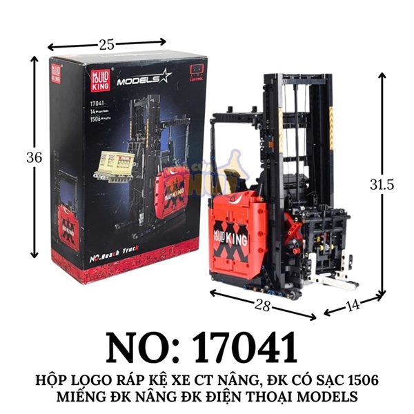 KT17041 HỘP LOGO RÁP KỆ XE CT NÂNG ĐK BẰNG APP NÂNG, CÓ SẠC 1506 MIẾNG MODELS