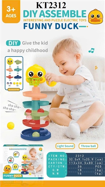 KT2312 HỘP TRÒ CHƠI RÁP CẦU TRƯỢT BANH VỊT 5 TẦNG FUNNY DUCK 32.5X9.1X25.9