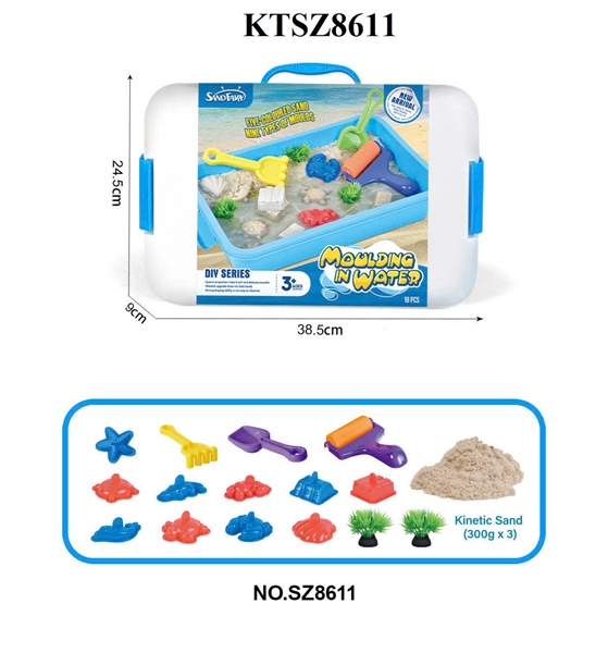 KTSZ8611 HỘP VALI ĐẤT SÉT CÁT NẶN THÚ BIỂN+ KHÂY+ CÂY+ CÀO+ XÚC 18 MIẾNG MOULDING IN WATER 38.5X9X24.5