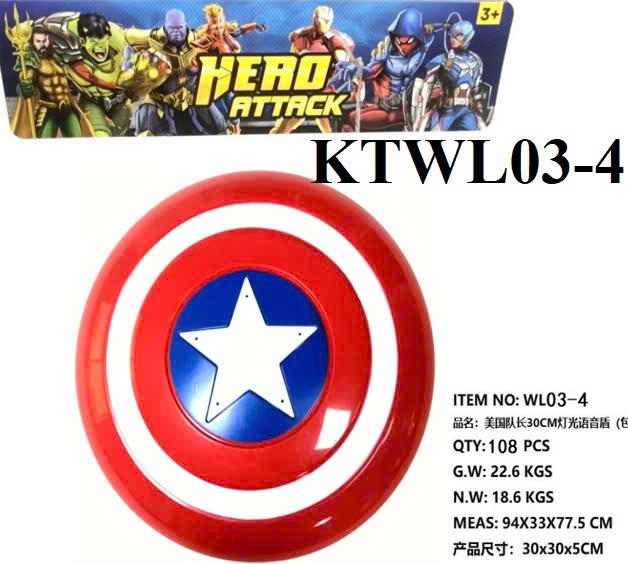 KTWL03-4 TÚI KHIÊN SN CAPTAIN AMERICA PIN HERO ATTACK 30X30X5 (PVC)