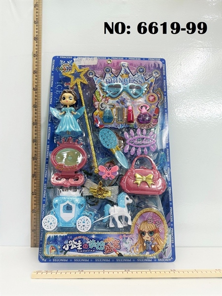 6619-99 VĨ TRANG ĐIỂM+ XE NGỰA + TÚI XÁCH+ GƯƠNG+ LƯỢC+ TRƯỢNG TIM+ MẮT KIẾNG+ 1C BABY CÔNG CHÚA (BÉ NHỰA) FRINCESS