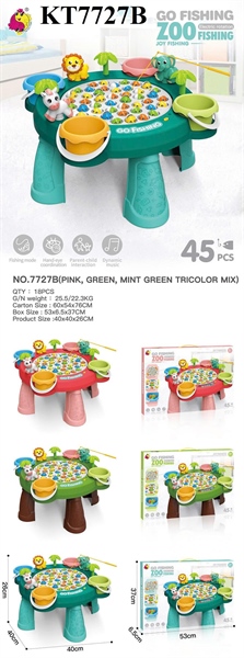 7727B HỘP CÂU CÁ PIN 1 CẦN CÓ CHÂN +45C+ 4 THAU GO FISHING ZOO