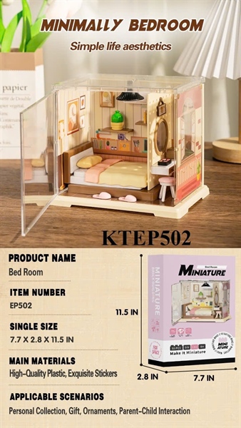 KTEP502 HỘP LOGO RÁP PHÒNG NGỦ GIƯỜNG+ BÀN TRANG ĐIỂM 55 MIẾNG MINIATURE 30.8X11.2X46