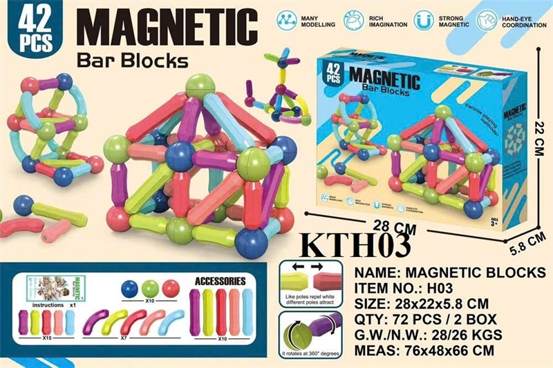 KTH03 HỘP LOGO RÁP XẾP HÌNH NAM CHÂM 42 MIẾNG MAGNETIC 24.7X5.8X20