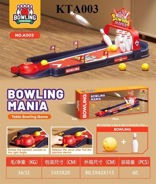 KTA003  HỘP TRÒ CHƠI BẮN BANH  BOWLING BOWLING MANIA 55X5X20