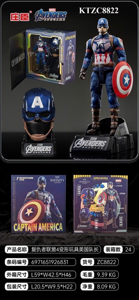 KTZC8822 HỘP MÔ HÌNH ROBO SN CAPTAIN AMERICA+ MẶT NẠ AVENGERS 20.5X8.5X22
