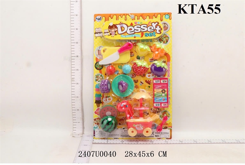 KTA55 VĨ BẾP DÍNH TRÁI CÂY NHO, DƯA HẤU+ XE ĐẨY KEM DÙ+ DAO+ THỚT DESSERT 28X45X6