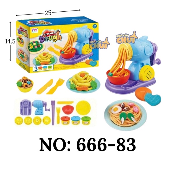 666-83 HỘP ĐẤT SÉT LÀM MÌ + MÁY+ 3 HŨ DOUGH