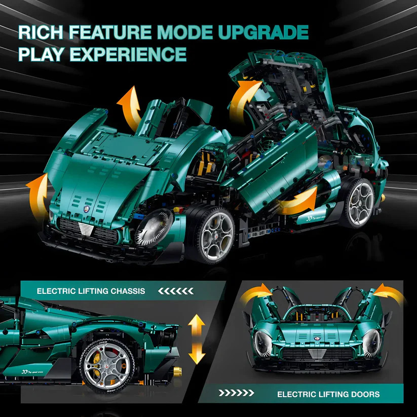 10621 HỘP LOGO RÁP XE HƠI MỞ CỬA 3861 MIẾNG TL 18 RACEFORGE TOP SPEED SERIES (XANH LÁ)
