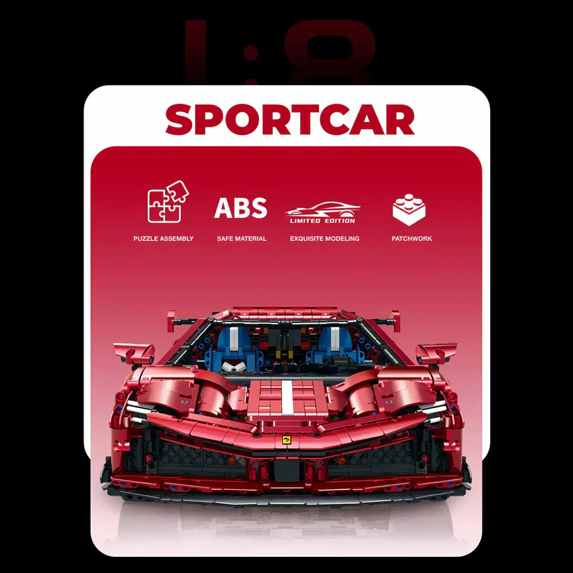 10623 HỘP LOGO RÁP XE HƠI MỞ CỬA 3639 MIẾNG TL 18 FALALI SPORTCAR SF90 (ĐỎ)