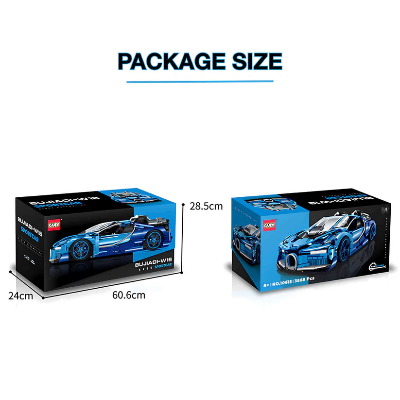 10613 HỘP LOGO RÁP XE HƠI BUGATTI 3762 MIẾNG TL 18 BUJIADI-W16 24CMX60.6CMX28.5CM (PHIÊN BẢN GIỚI HẠN MẠ ĐIỆN)