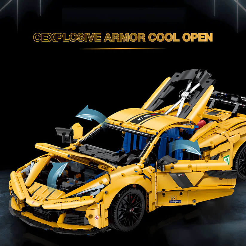 10622 HỘP LOGO RÁP XE HƠI MỞ CỬA 3788 MIẾNG TL 18 RACEFORGE TOP SPEED SERIES (VÀNG)