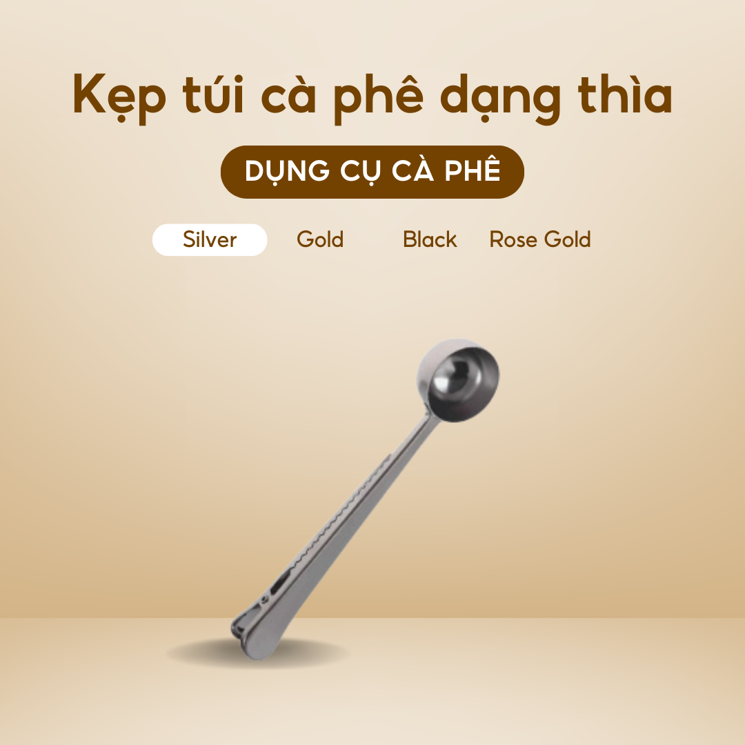 Kẹp miệng túi cà phê có thìa đa năng