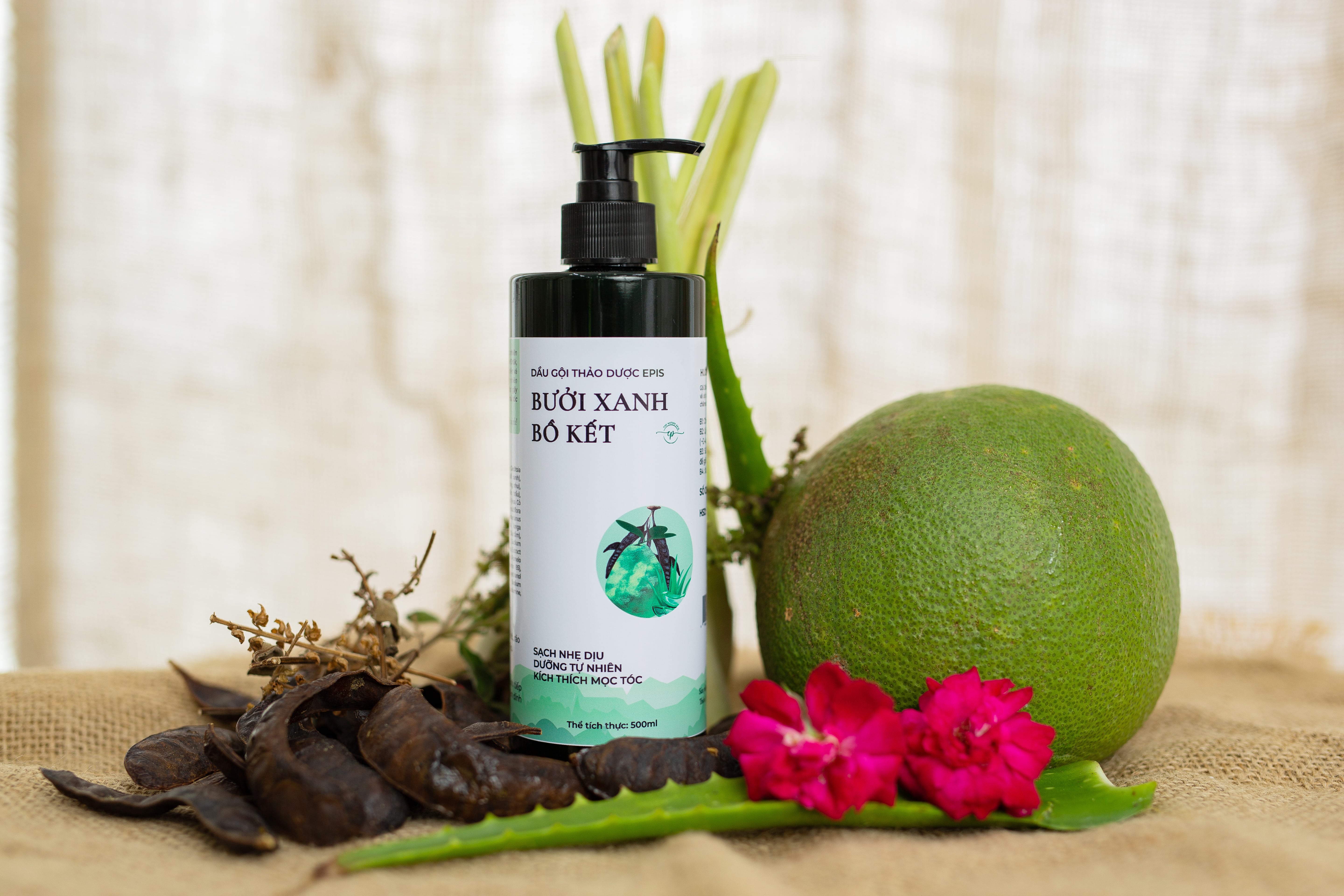 Dầu gội thảo dược Bưởi xanh bồ kết Epis