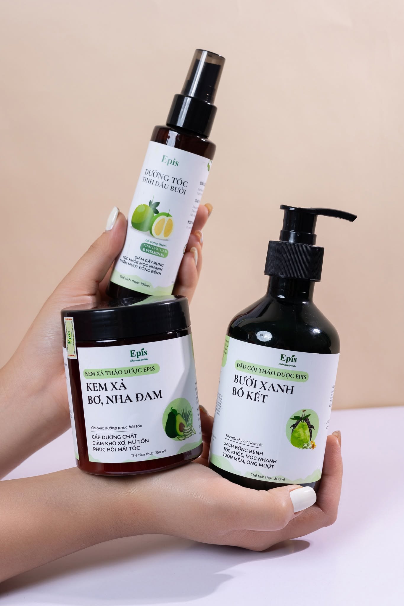 Combo Tóc khỏe mọc nhanh Epis (Dầu gội Bưởi xanh 500ml + kem xả 250g + xịt bưởi 100ml)