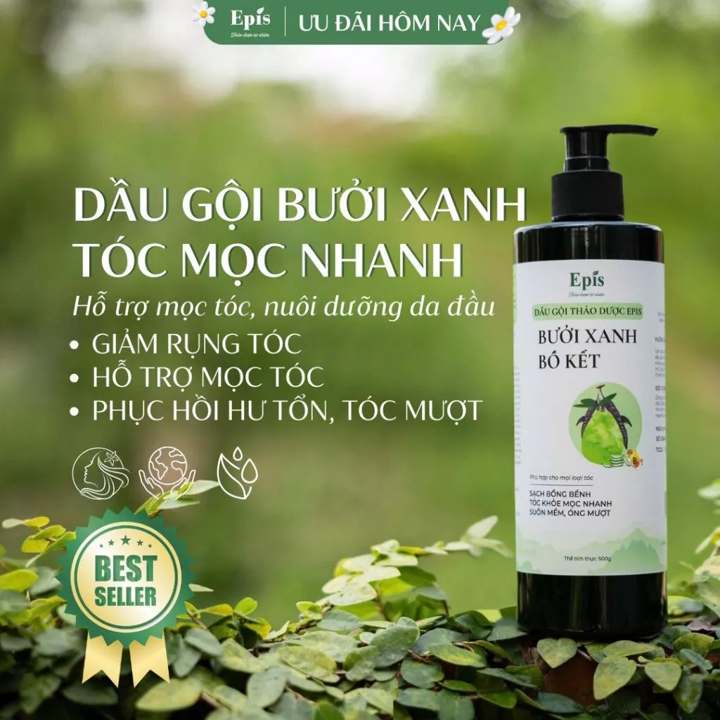 Dầu gội thảo dược Bưởi xanh bồ kết Epis