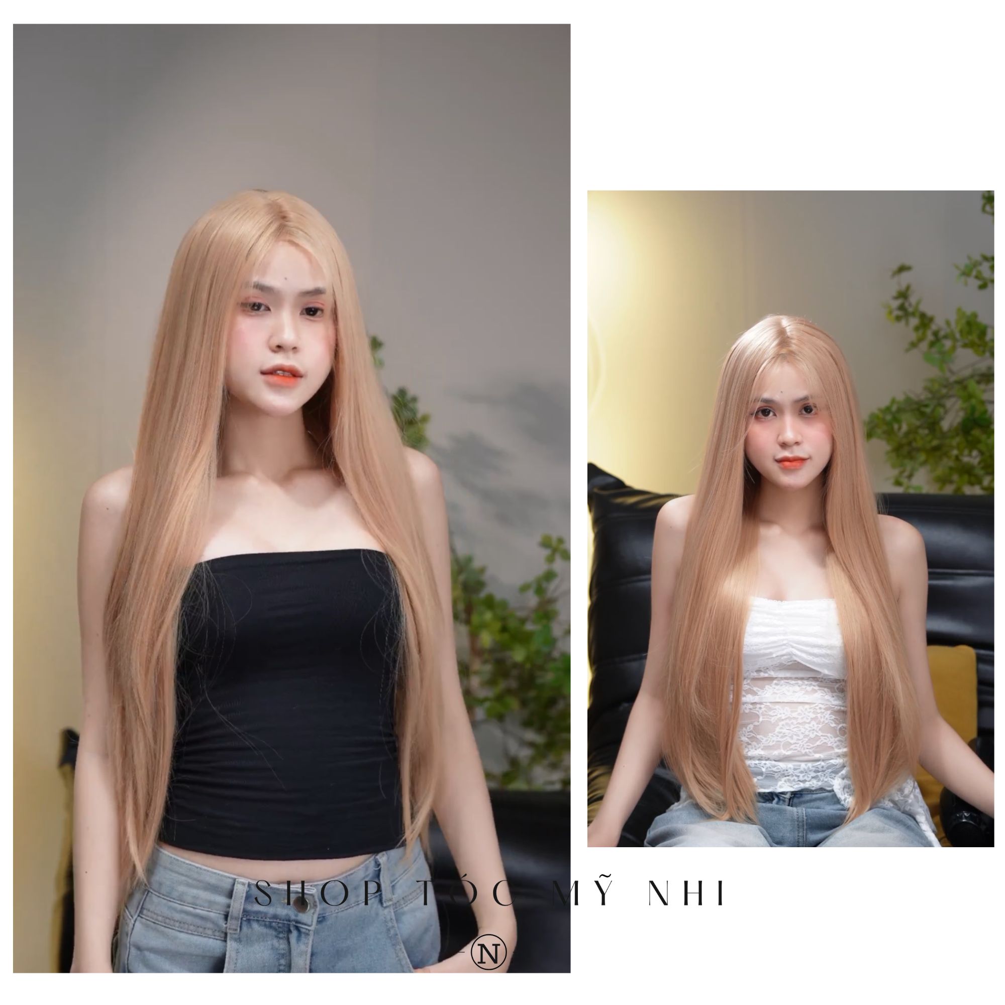 Siêu Da Đầu Tóc Giả Lưới Chữ T CC17 Thẳng Hai Mái Dài 65cm