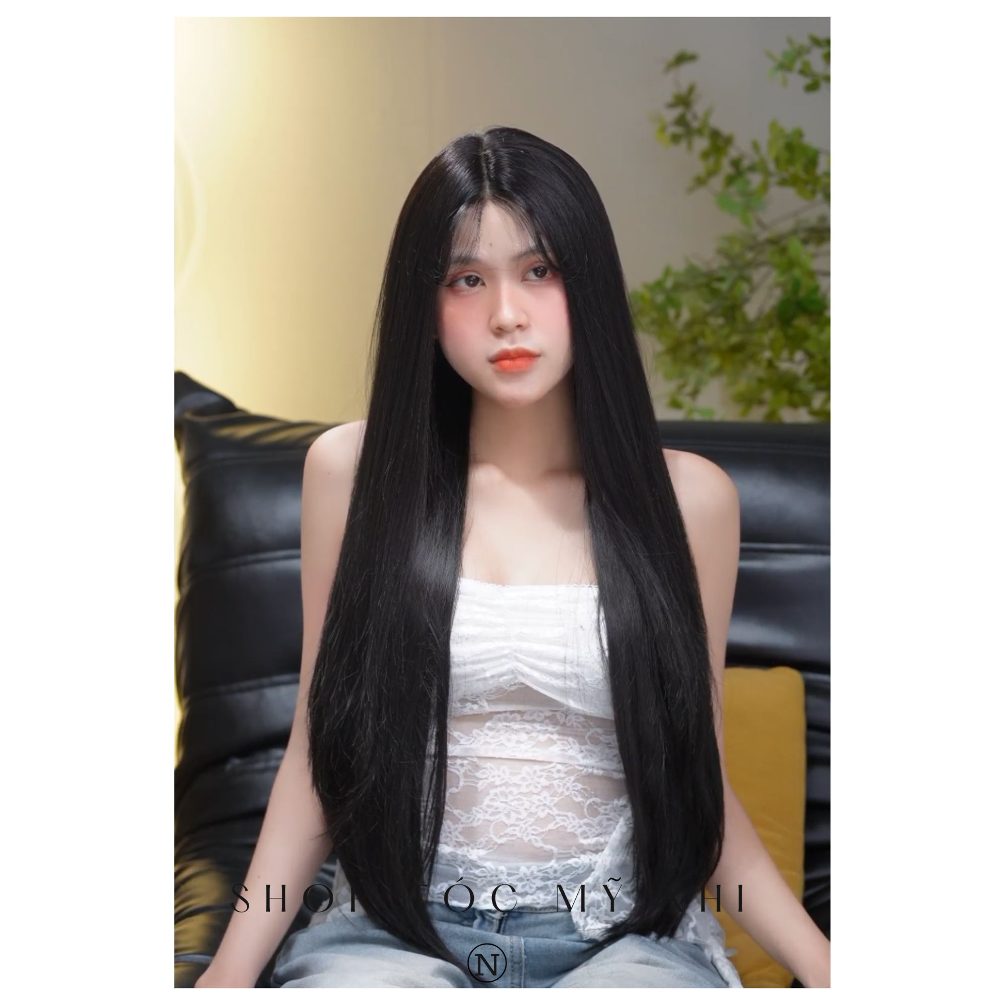 Siêu Da Đầu Tóc Giả Lưới Chữ T CC17 Thẳng Hai Mái Dài 65cm