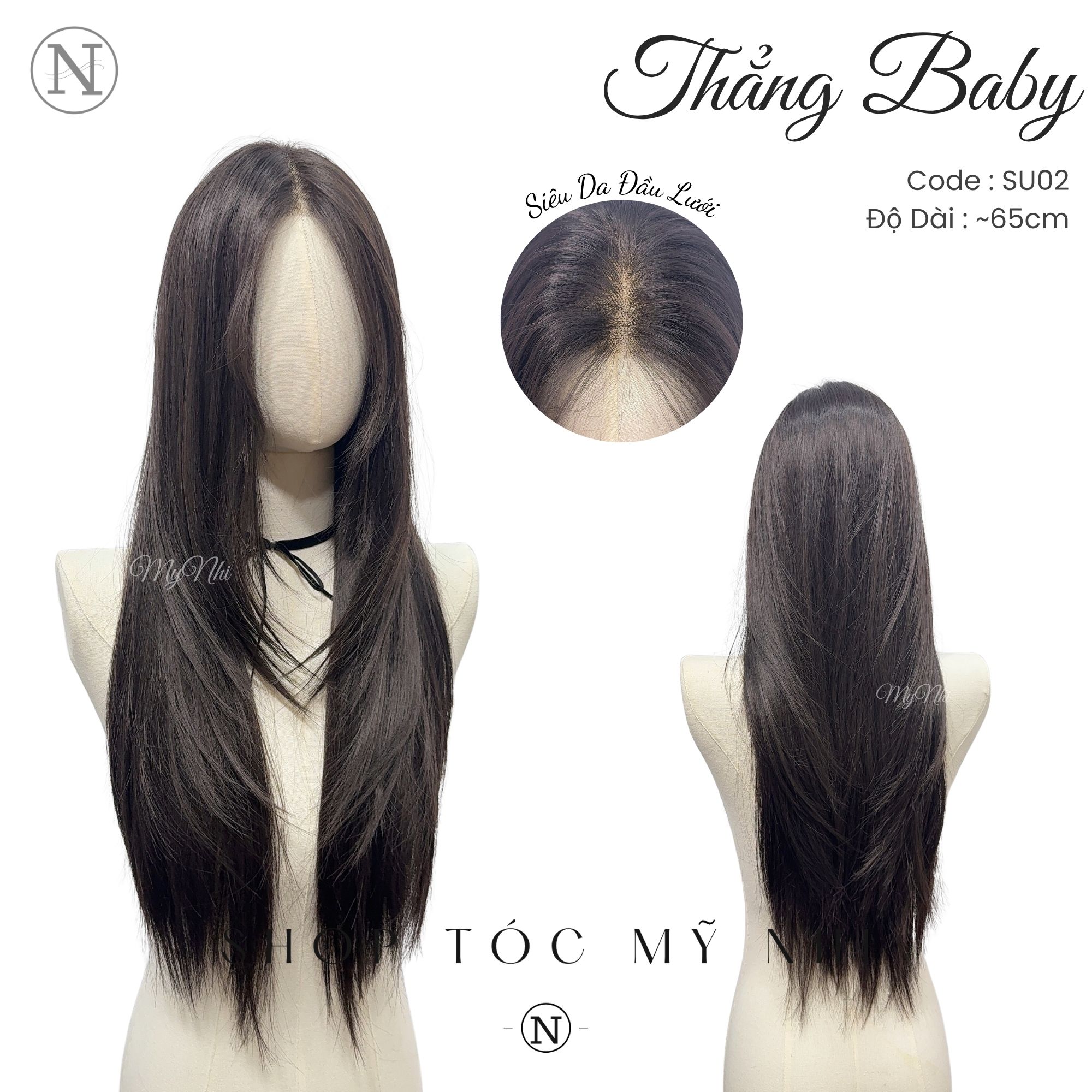 Siêu Da Đầu Lưới U SU02 Tóc Giả Mái Bay Tóc Thẳng Tự Nhiên