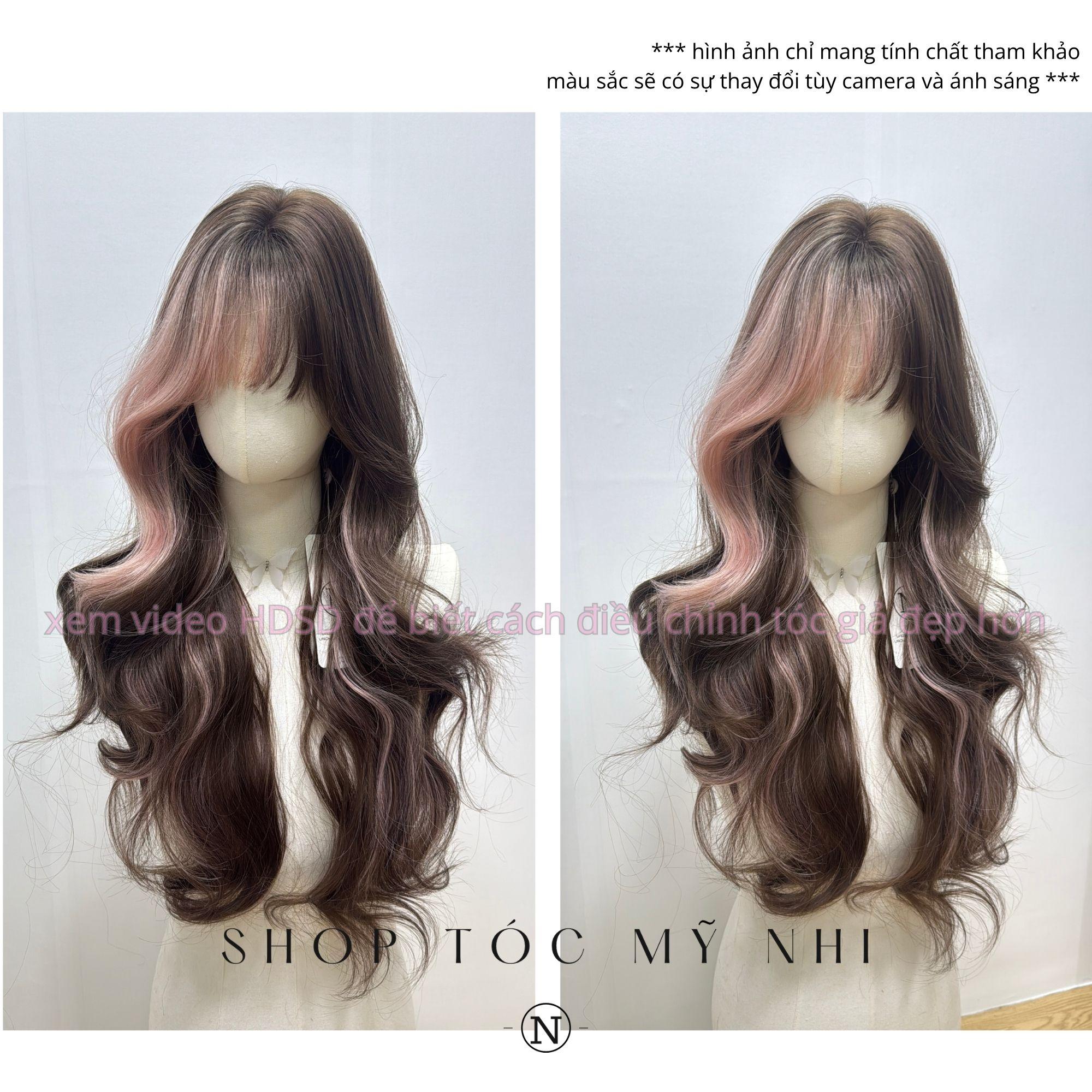 Tóc Giả Dệt Kim Xoăn Layer Mái Thưa Màu Highlight NG16 dài 60cm