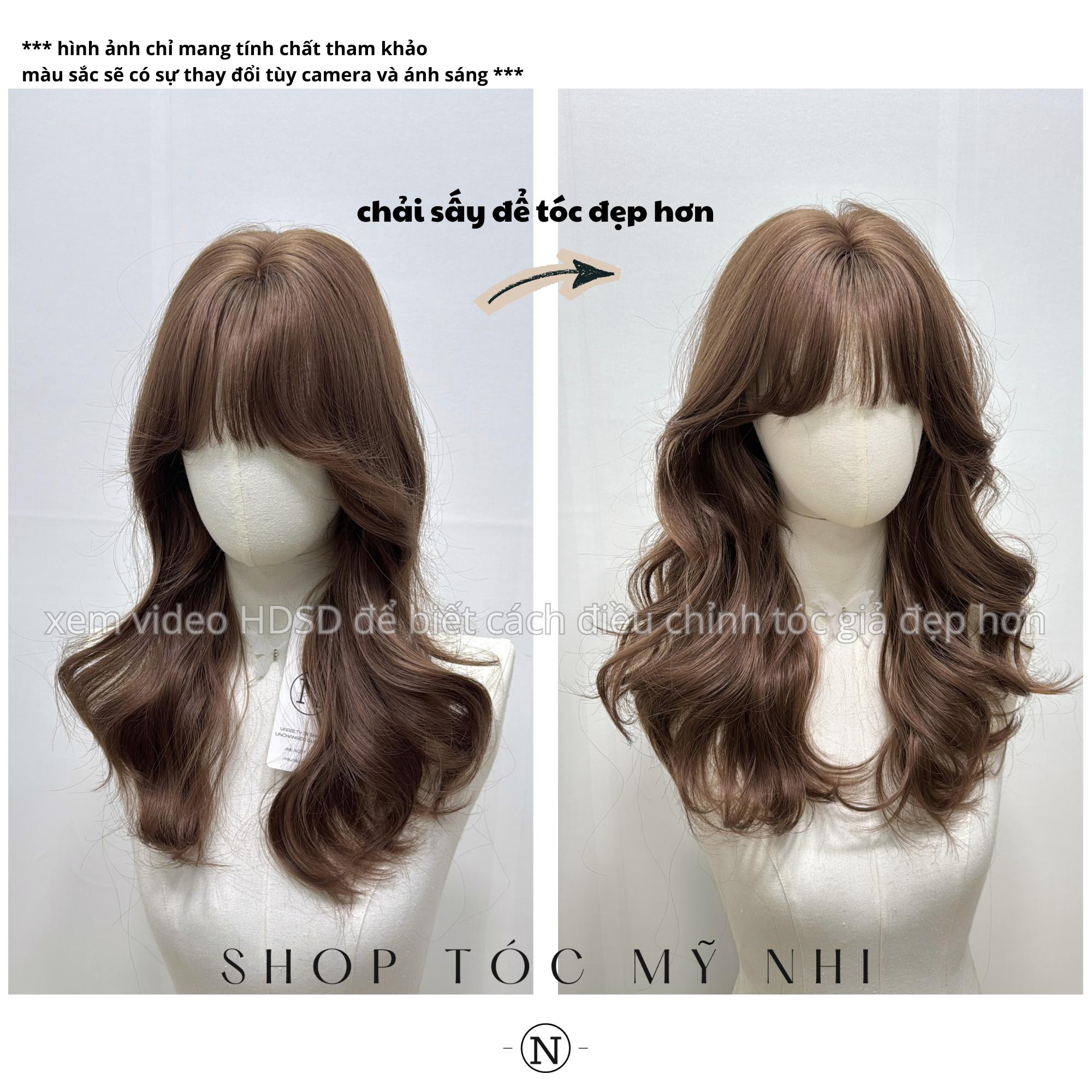 Tóc Giả Da Đầu Dệt Kim Xoăn Layer Mái Thưa NG07 dài 45cm