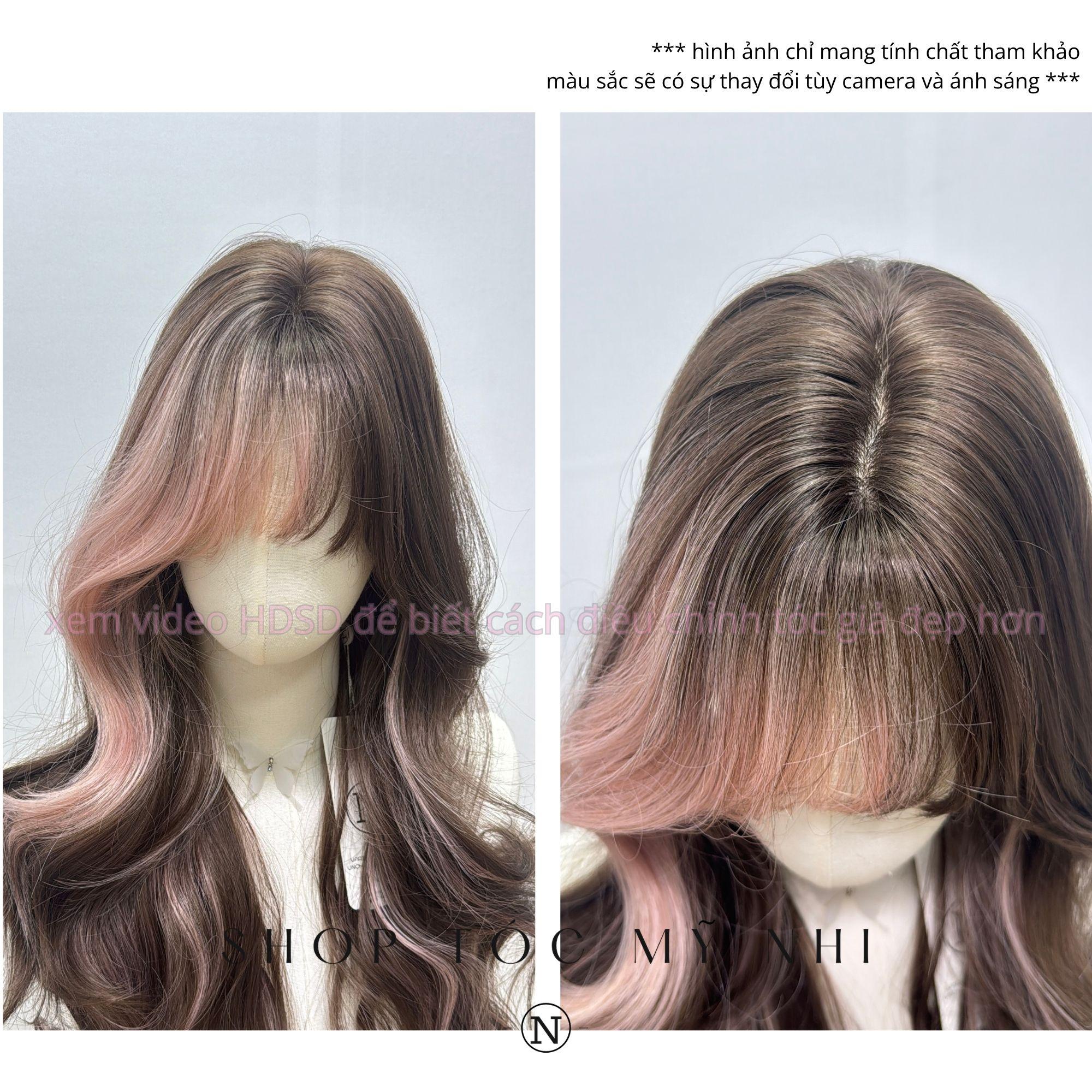 Tóc Giả Dệt Kim Xoăn Layer Mái Thưa Màu Highlight NG16 dài 60cm